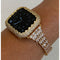 Series 8 41mm 45mm Apple Watch Band Women's & or Gold Pave Bezel Cover Lab Diamonds Smartwatch Bumper Bling