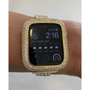 Series 8 Gold Apple Watch Band Women 38 40 41 42 44 45mm Crystal & or Pave Lab Diamond Bezel Cover Smartwatch Bling