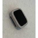 Silver Apple Watch Band and or Custom White Gold Apple Watch Cover Bezel Lab Diamonds 38 40 41 42 44 45mm, Smartwatch Bumper