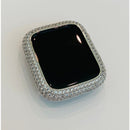 Silver Apple Watch Band Swarovski Crystal 38 40 42 44mm & or Lab Diamond Bezel Cover 41mm 45mm Series 7,8