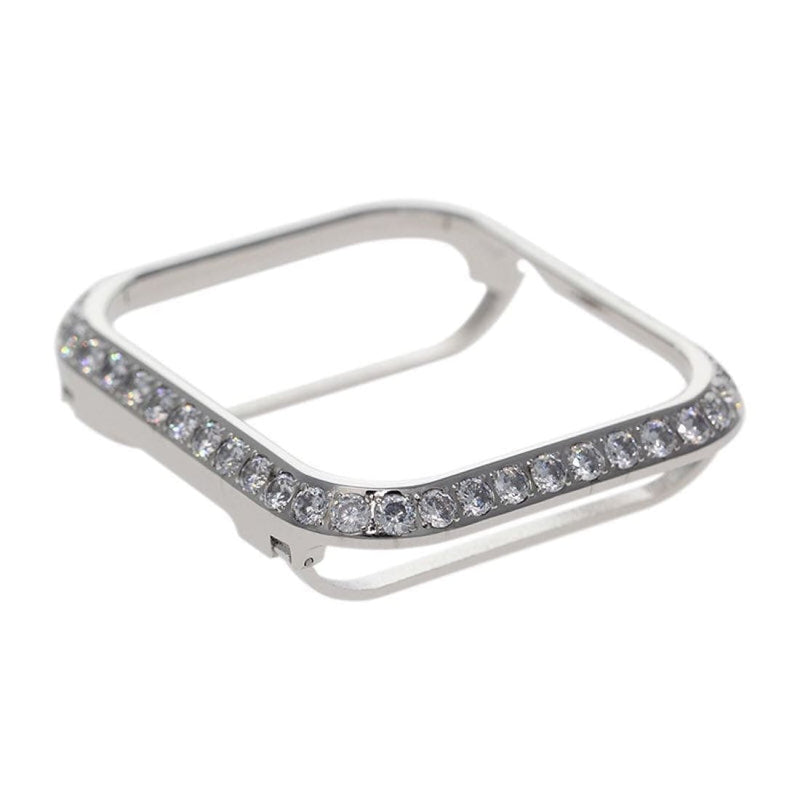 Silver Apple Watch Bezel Metal 3mm Lab Diamond Crystal Iwatch Band Bling 38mm 40mm 42mm 44mm Series 1,2,3,4,5,6,SE