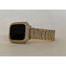 Watch Band Gold Mens or Women's Style & or Lab Diamonds Bezel Cover Iwatch Series 38mm-45mm Series 1-7