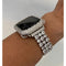 White Gold Apple Watch Band 38mm 40mm 41mm 42mm 44mm 45mm & or Apple Watch Lab Diamond Bezel Series 1-8 SE