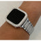 White Gold Apple Watch Band Silver & or Lab Diamond Bezel Cover Bumper 38mm 40mm 41mm 42mm 44mm 45mm Series 7
