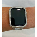 White Gold Apple Watch Band Ultra 49mm Series 7-8 Swarovski Crystals 41mm 45mm & or Silver Crystal Apple Watch Bezel Cover Faceplate