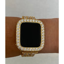 Yellow Gold Apple Watch Bezel 3.5mm Lab Diamond Cover Iwatch Band Bling 38mm 40mm 41mm 42mm 44mm 45mm S1-8